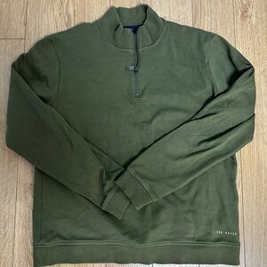 Ted Baker Men's Olive Zip-Up Sweater Size 4 (Large)